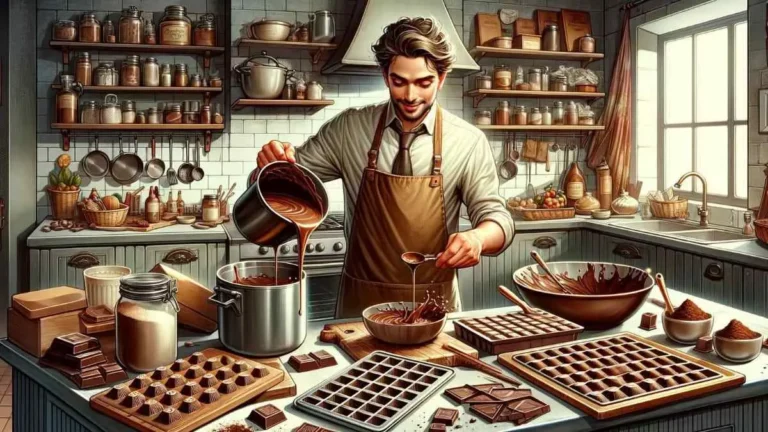 A Man Making Chocolates In The Kitchen
