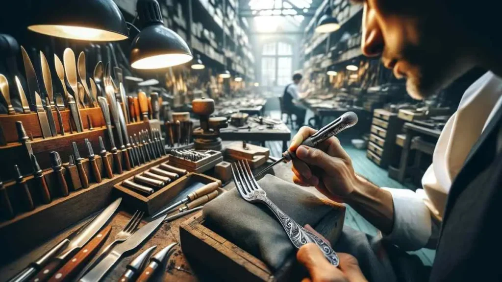 A person making beautiful cutlery