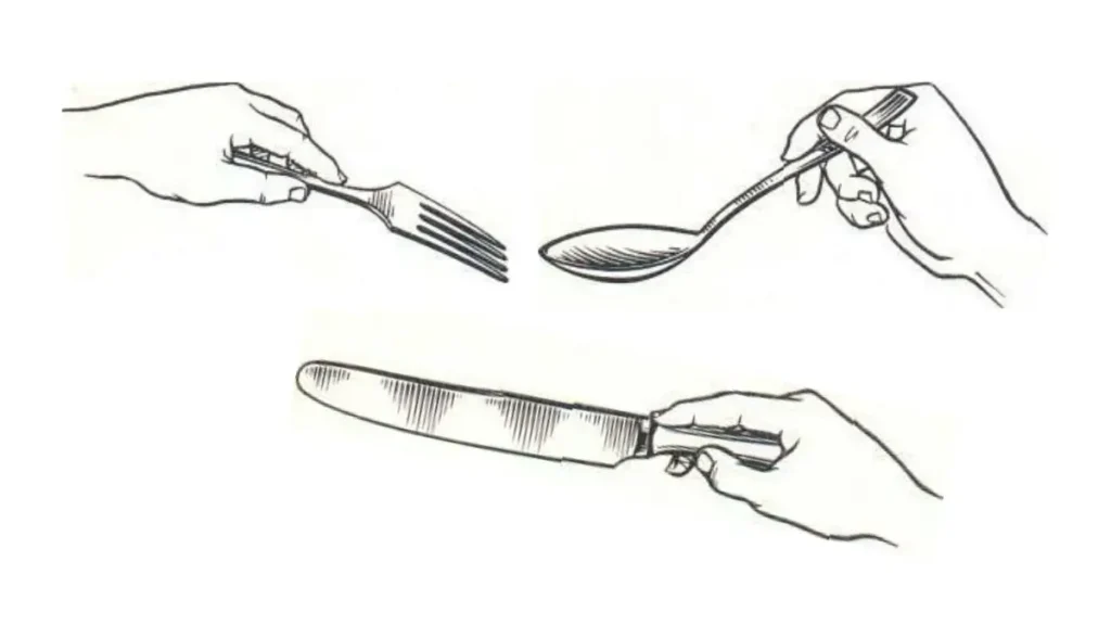 knife, fork and a spoon ( Cutlery )