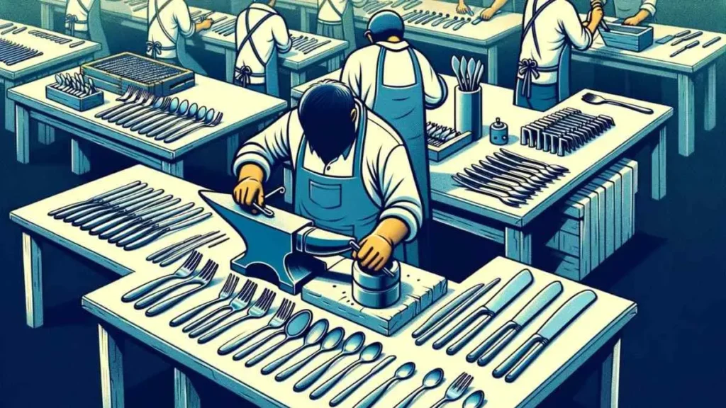 workers are making cutlery