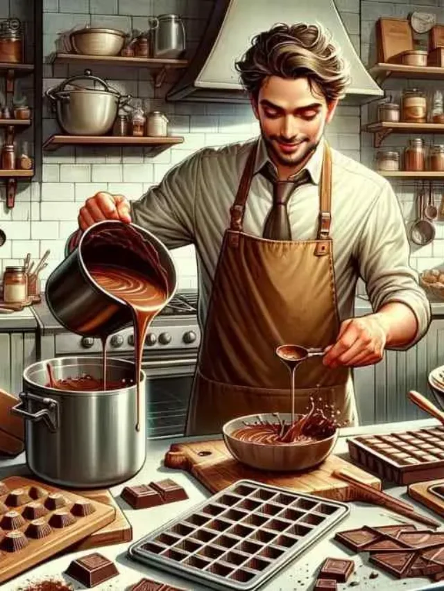 A Man Making Chocolates In The Kitchen